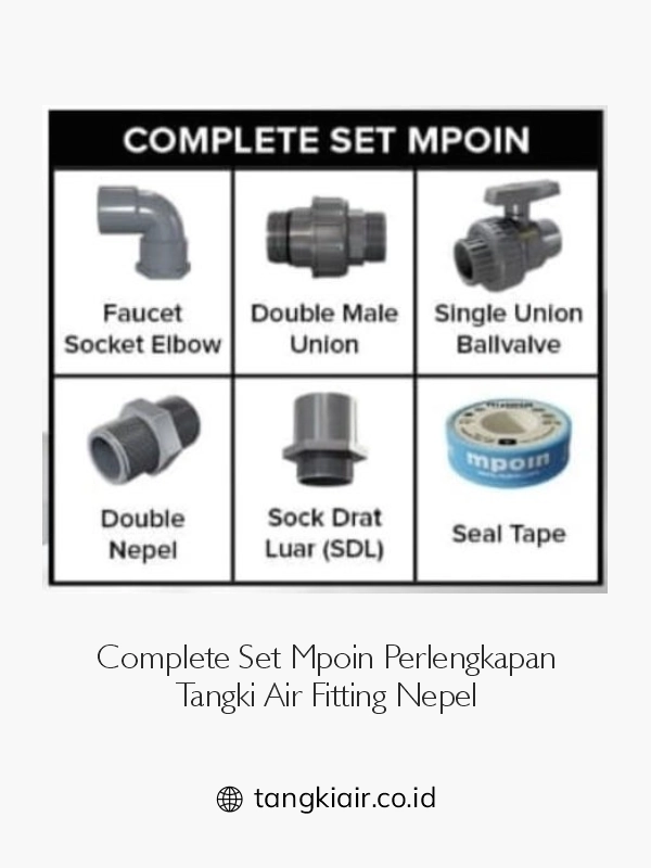 10. Complete Set Mpoin Perlengkapan Tangki Air Fitting Nepel